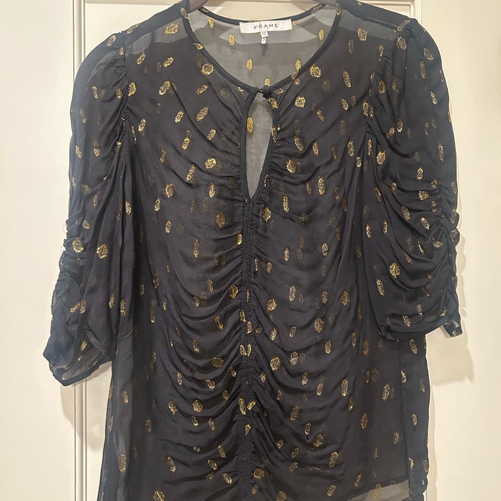 Frame Sheer Black and Gold Blouse